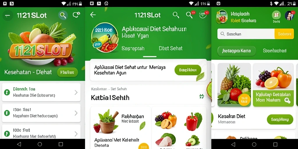 Tampilan antarmuka aplikasi Diet Sehat 1121SLOT yang menarik dan informatif.