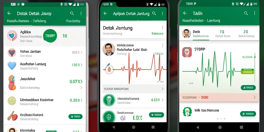 Antarmuka aplikasi Detak Jantung 789RP yang menampilkan grafik detak jantung.