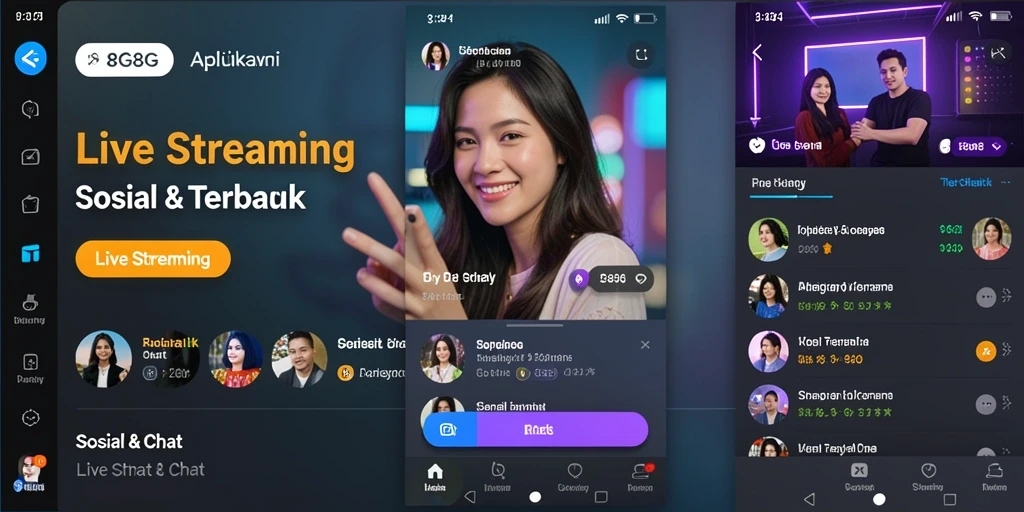 Tampilan antarmuka <strong>8G8G</strong> saat Live Streaming dengan fitur chat aktif.