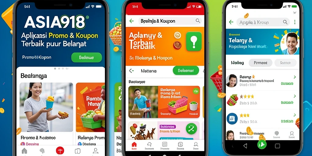Antarmuka ASIA918 menampilkan beragam promo dan kupon menarik.