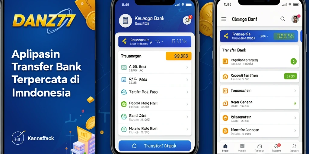 Tampilan antarmuka aplikasi Transfer Bank yang modern dan user-friendly.