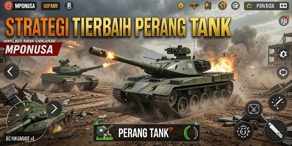 Screenshot MPONUSA menampilkan aksi seru dalam pertempuran tank.