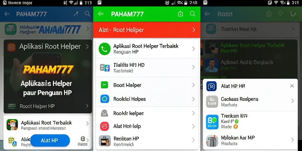 Antarmuka aplikasi PAHAM777 dengan fitur akses root yang intuitif.